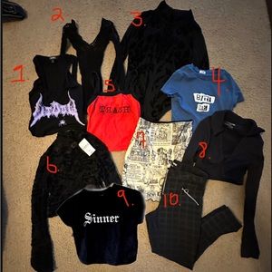 Goth/alt clothing lot- Widow, Hot Topic, etc
